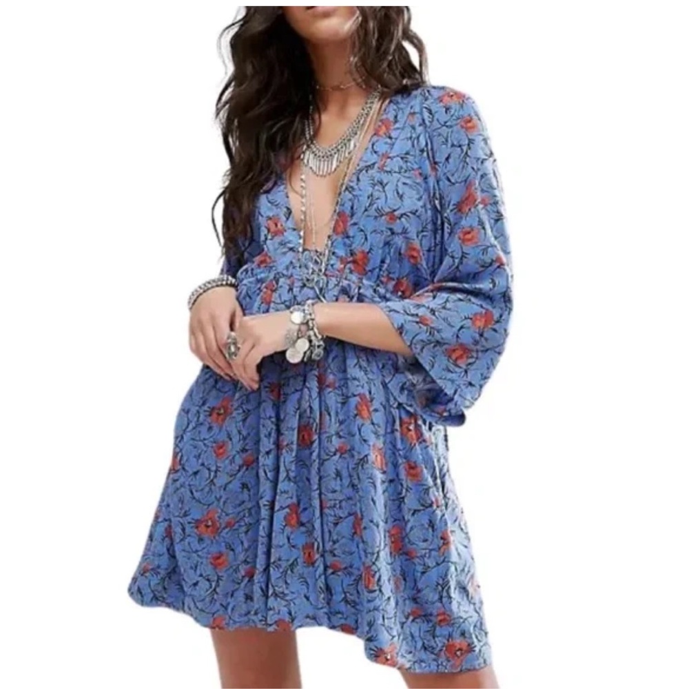 Free People • Tallulah Blue Floral Boho Mini
